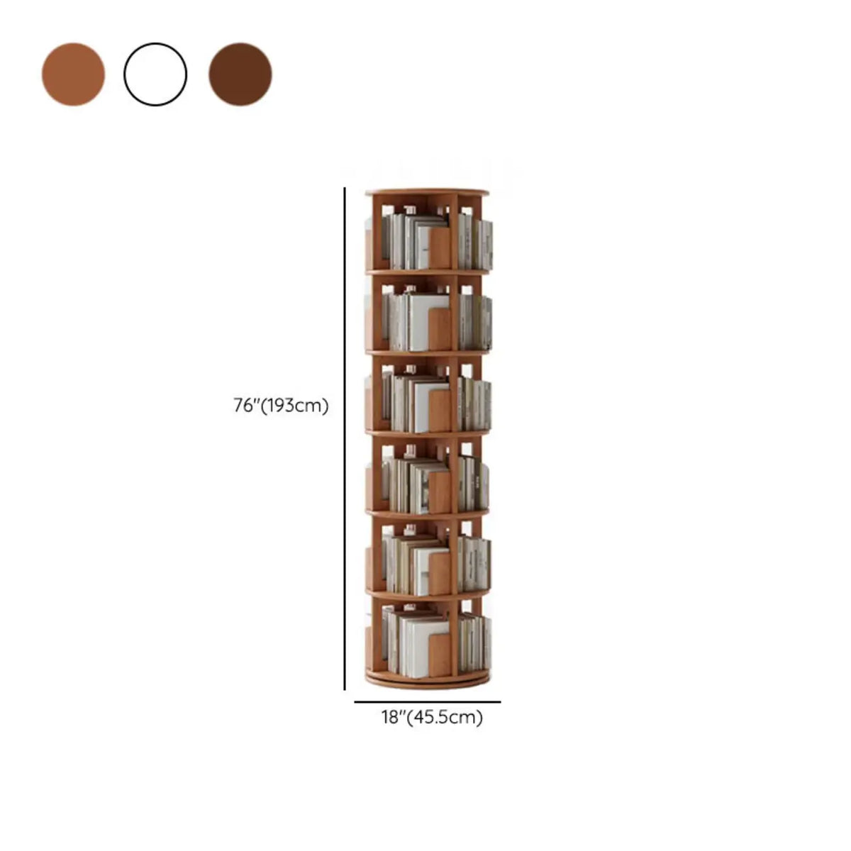 Bibliothèque verticale étroite rotative en bois
