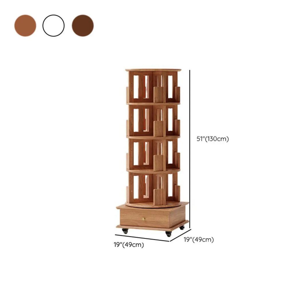 Bibliothèque verticale étroite rotative en bois