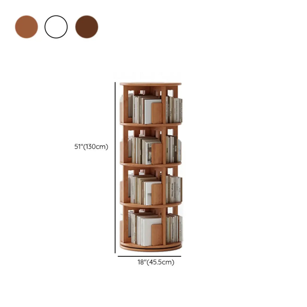 Bibliothèque verticale étroite rotative en bois