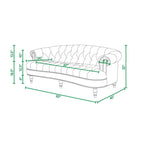 Canapé capitonné chesterfield La Rosa 84 en velours, style moderne du milieu du siècle