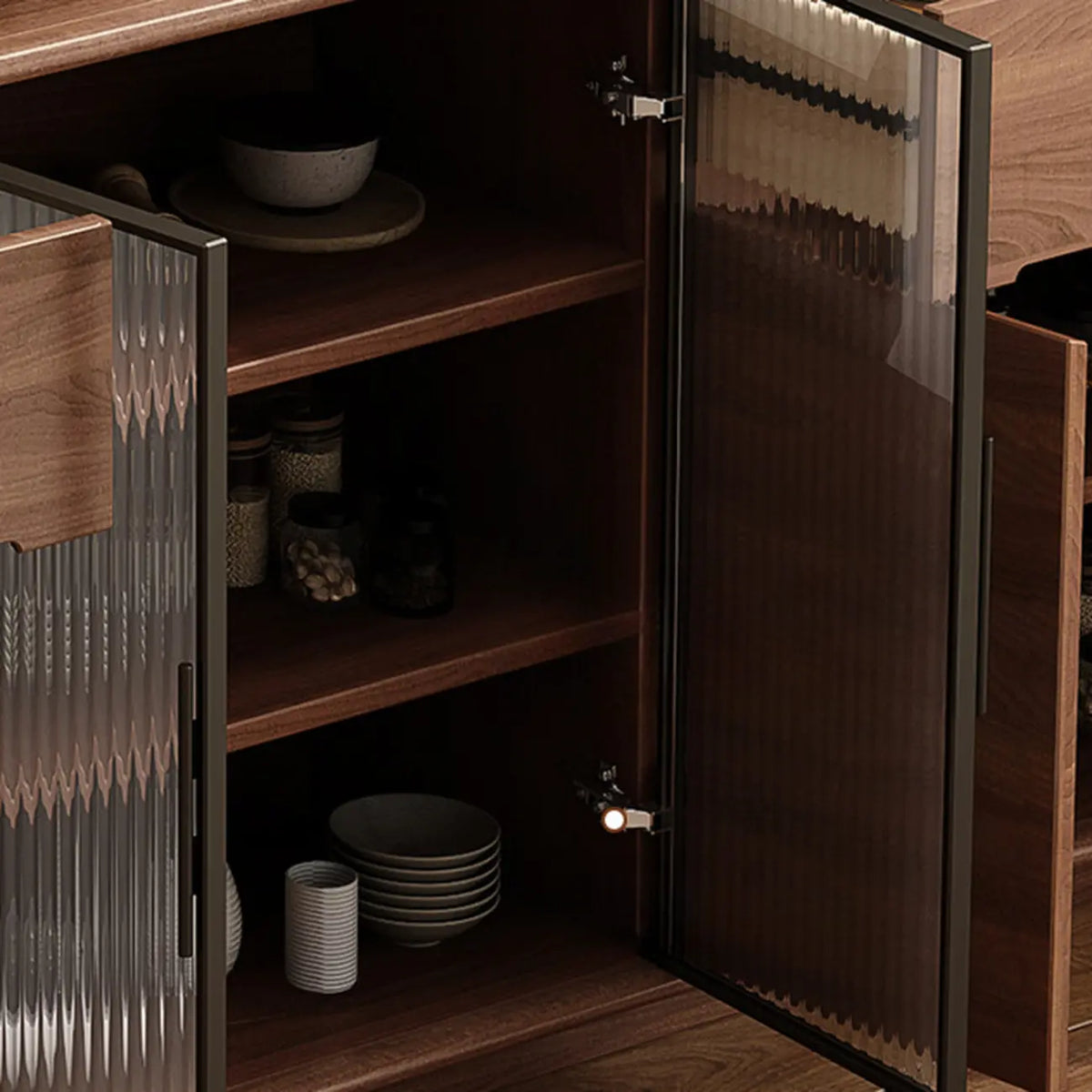 Buffet en bois moderne avec de spacieux placards de rangement