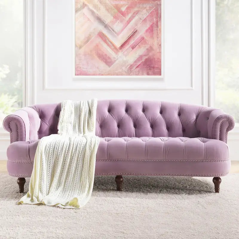 Canapé capitonné chesterfield La Rosa 84 en velours, style moderne du milieu du siècle