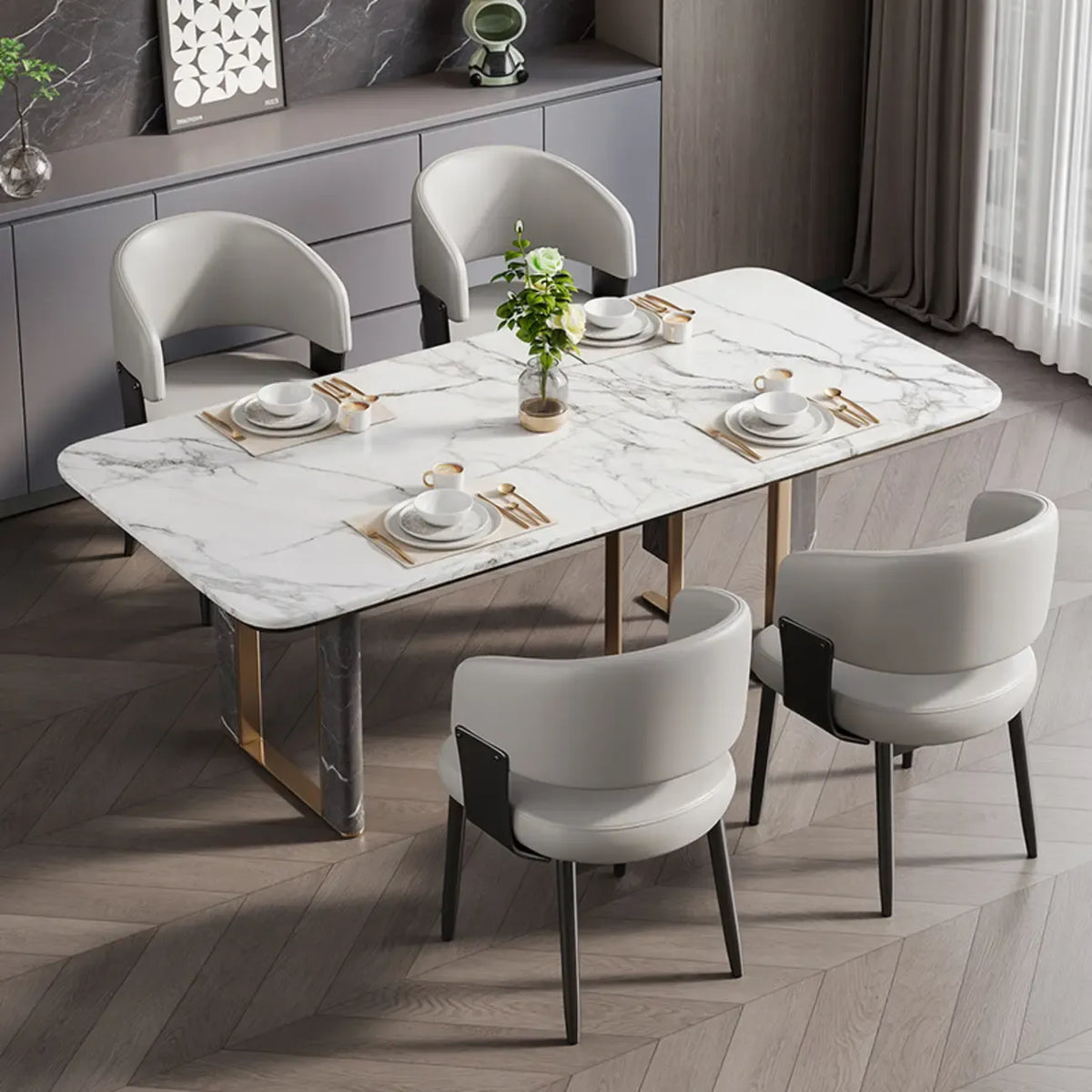 Chaise de salle à manger moderne glamour en cuir