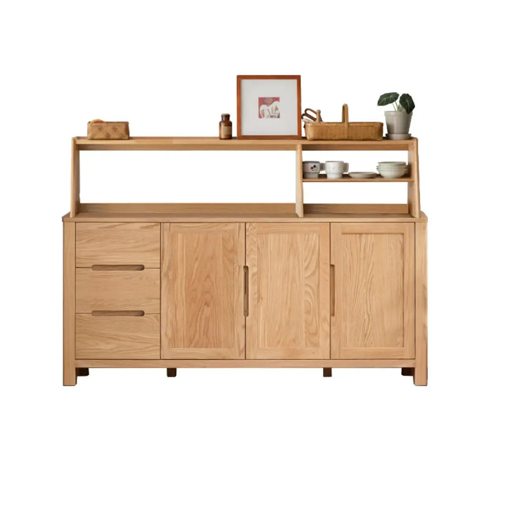 Buffet moderne en bois avec étagères et tiroirs
