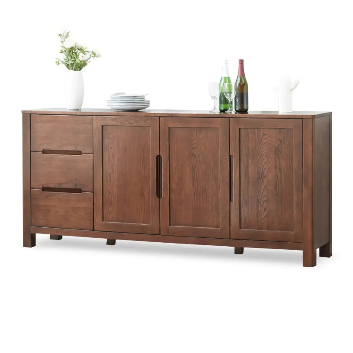 Buffet moderne en bois avec étagères et tiroirs