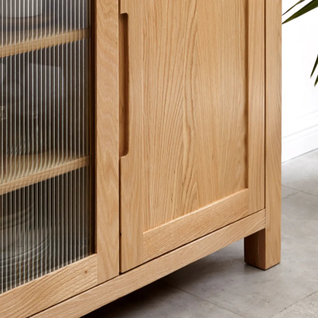 Buffet moderne en bois avec étagères et tiroirs