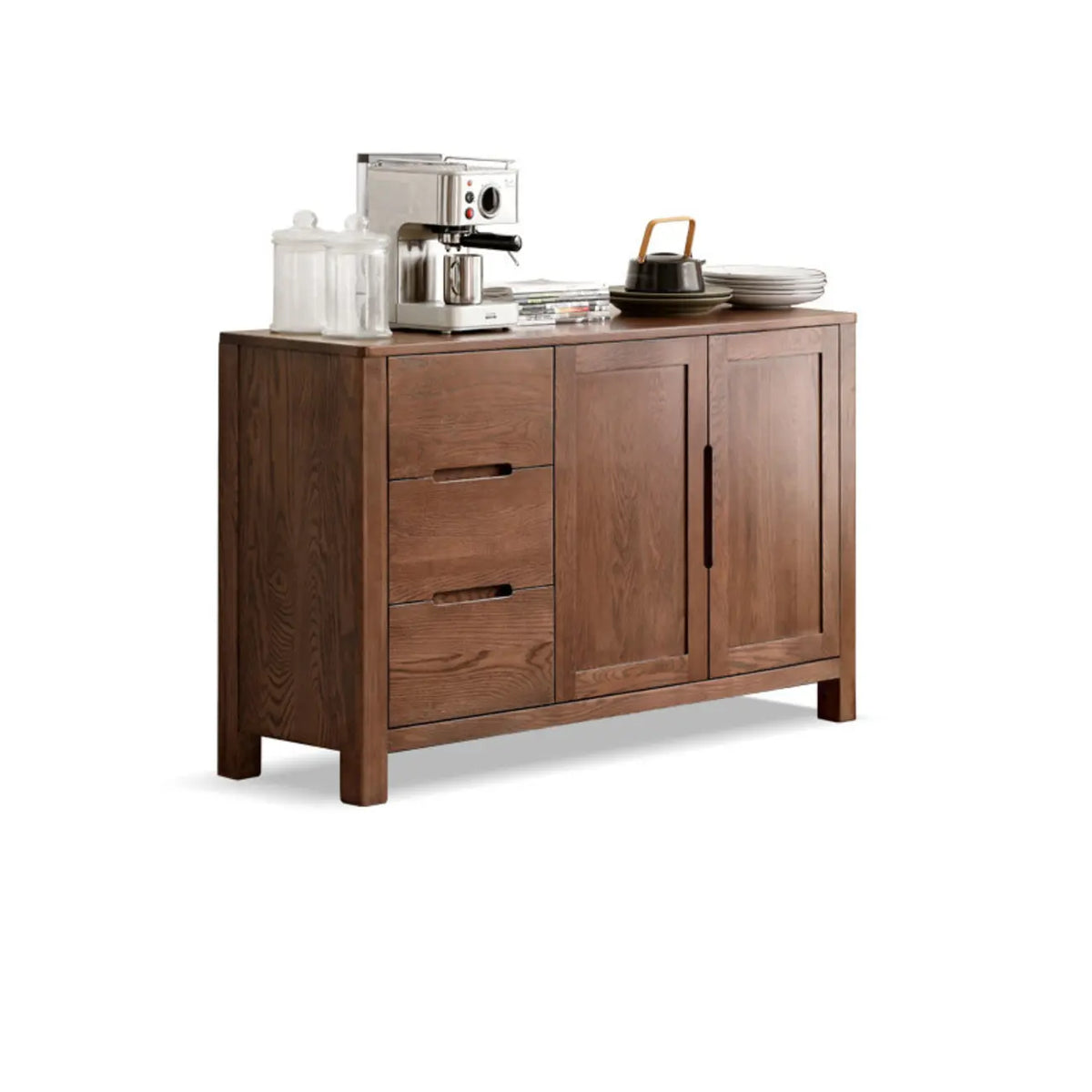 Buffet moderne en bois avec étagères et tiroirs