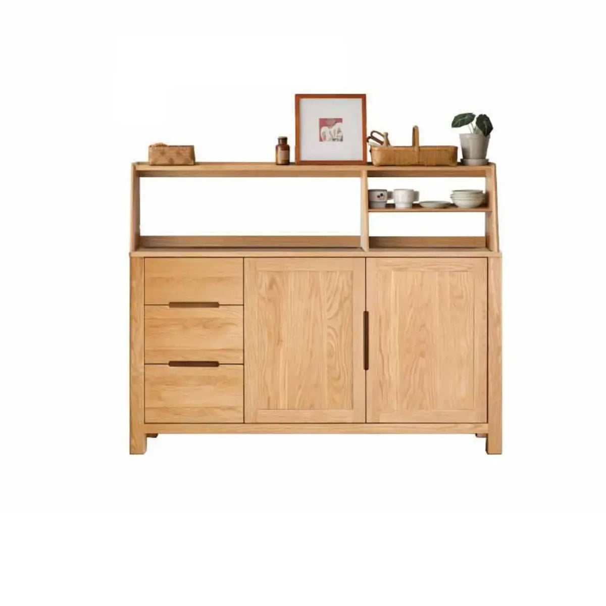Buffet moderne en bois avec étagères et tiroirs