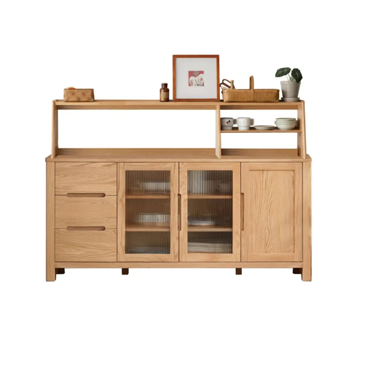 Buffet moderne en bois avec étagères et tiroirs