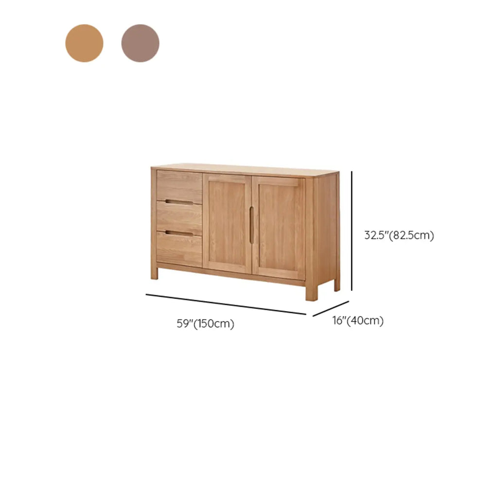 Buffet moderne en bois avec étagères et tiroirs