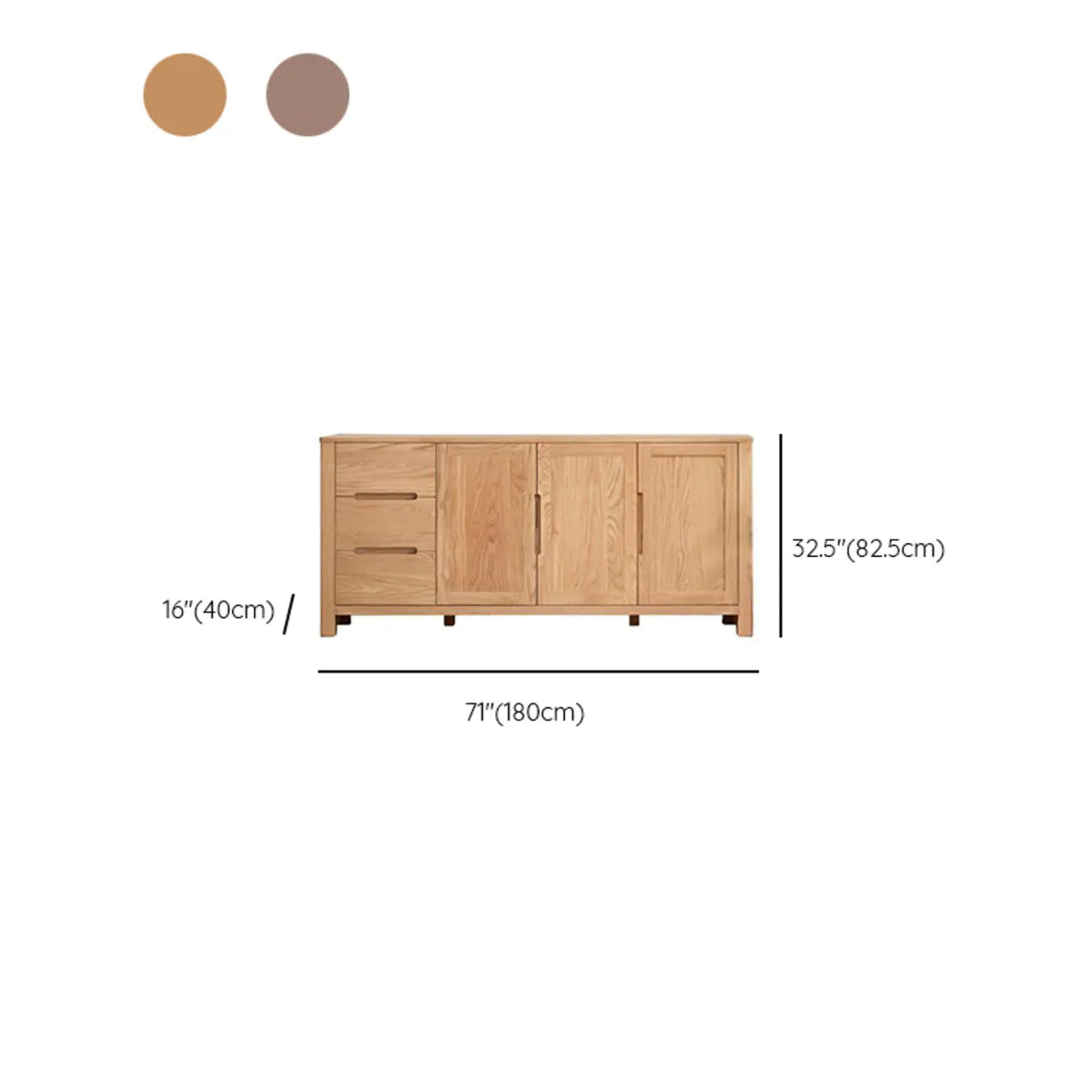 Buffet moderne en bois avec étagères et tiroirs