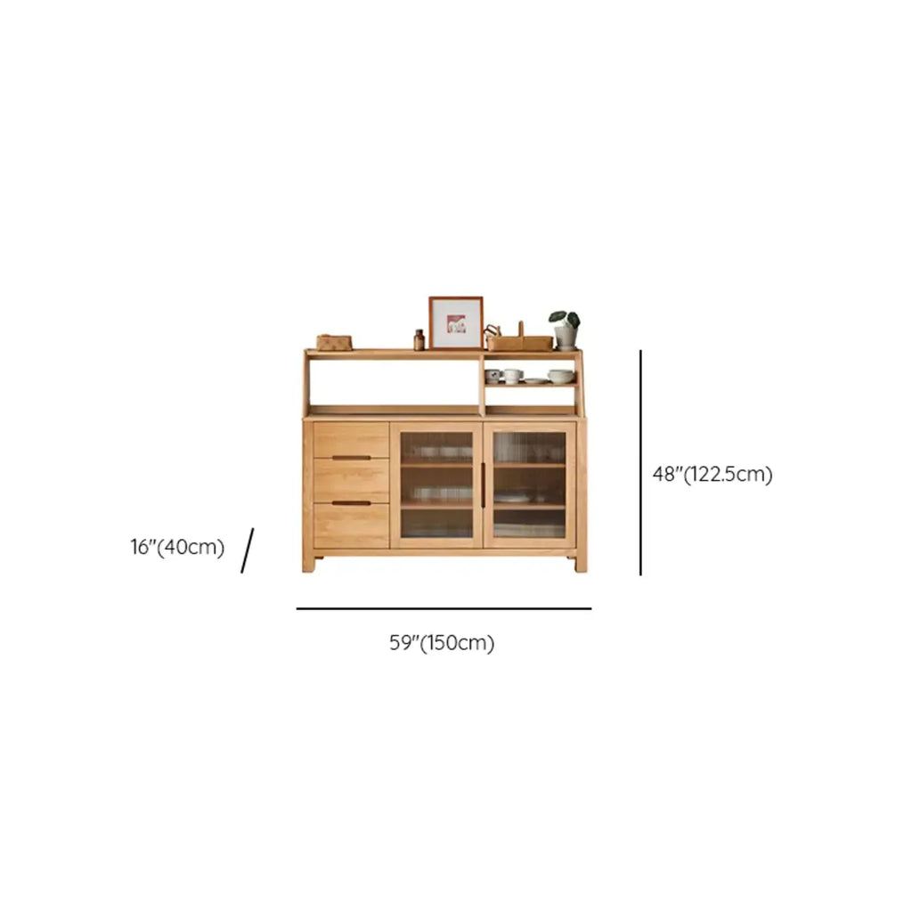 Buffet moderne en bois avec étagères et tiroirs