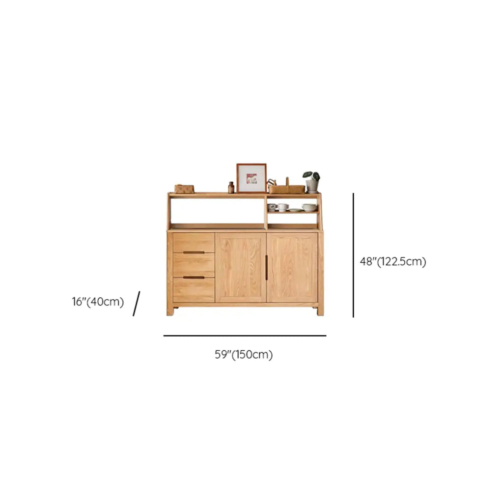 Buffet moderne en bois avec étagères et tiroirs