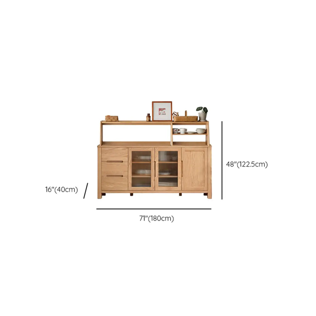Buffet moderne en bois avec étagères et tiroirs