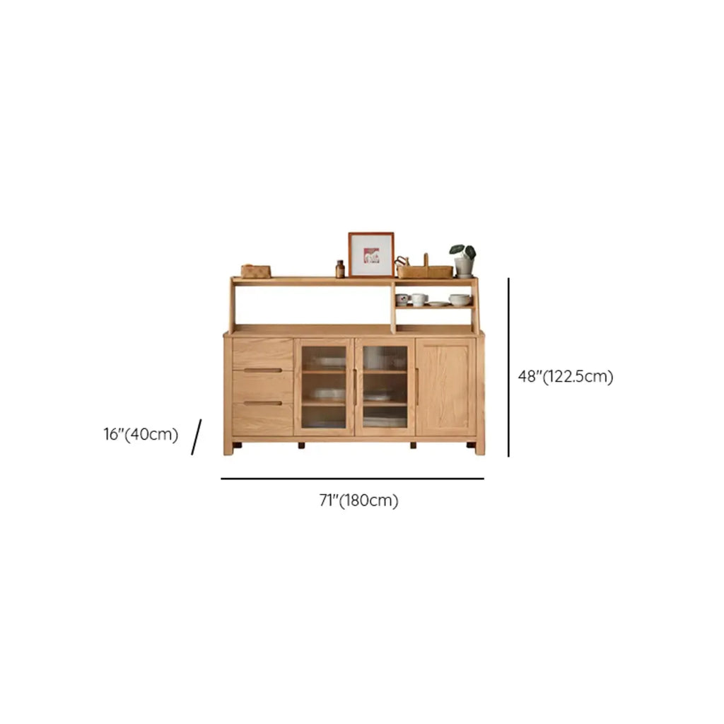 Buffet moderne en bois avec étagères et tiroirs