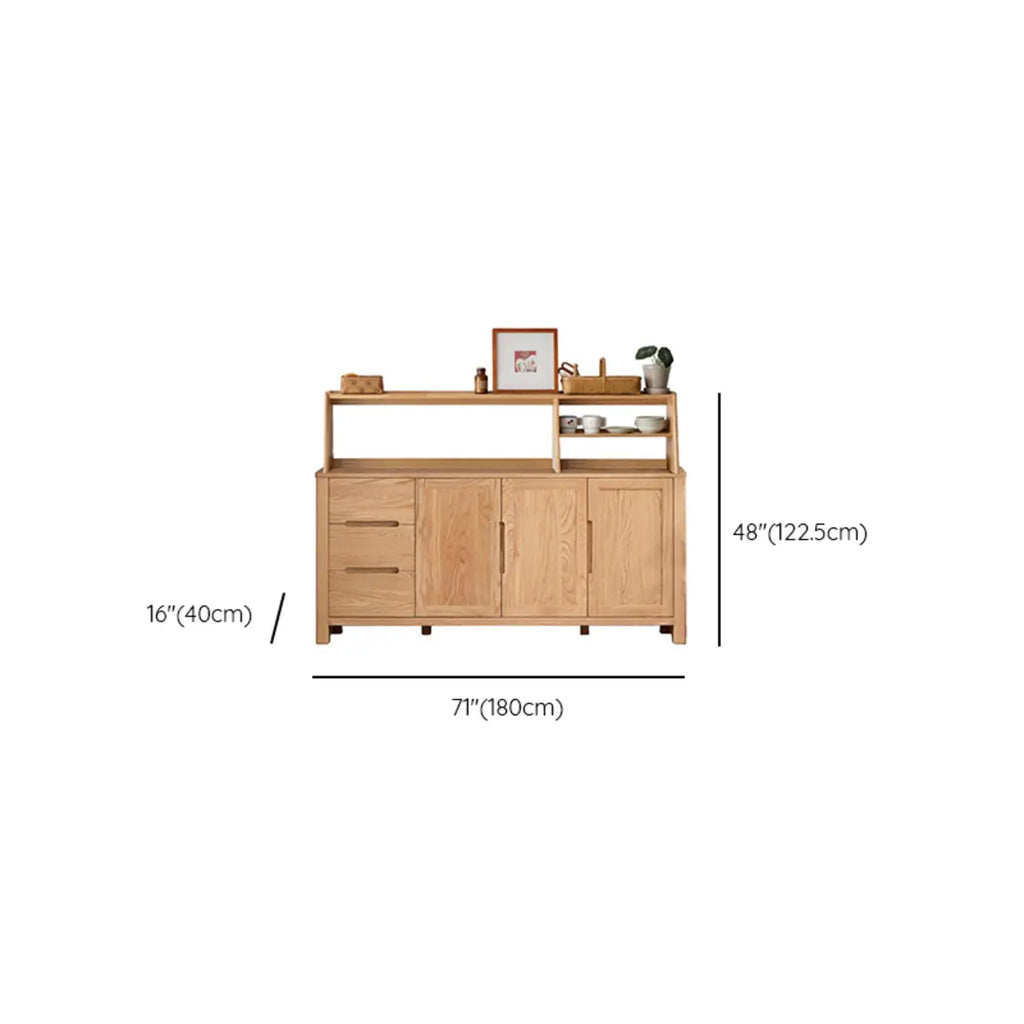 Buffet moderne en bois avec étagères et tiroirs