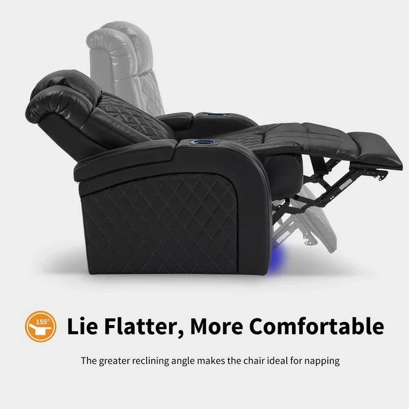 Fauteuil inclinable électrique MCombo avec appuie-tête réglable, siège de cinéma maison à deux moteurs avec port USB, cuir respirant HTS411
