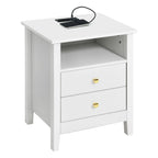 Tables de chevet (lot de 2) avec station de charge, table d'appoint avec 2 tiroirs, ports USB et prises, pour chambre à coucher