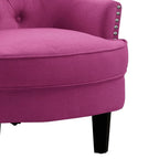 Moser Bay Mignon Fauteuil d'appoint à oreilles capitonné large de 76 cm en velours et lin