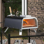 Four à Pizza Extérieur Multi-Combustibles avec Brûleur à Gaz et Boîte à Bois - 12 pouces