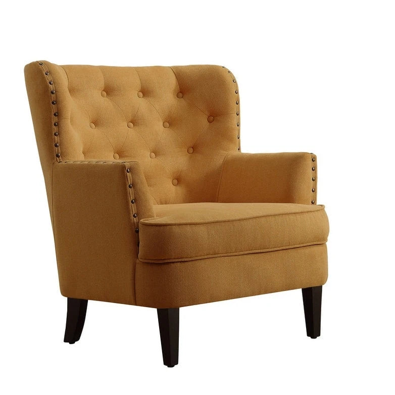 Moser Bay Mignon Fauteuil d'appoint à oreilles capitonné large de 76 cm en velours et lin