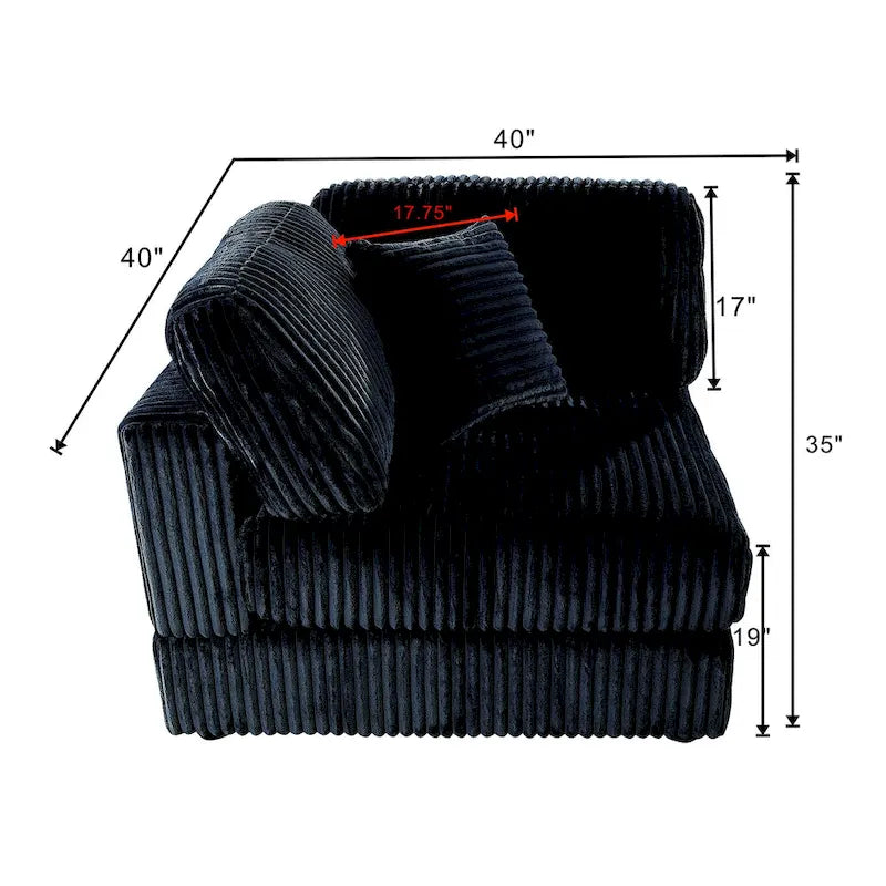 Canapé sectionnel modulaire en velours côtelé 6 pièces surdimensionné en forme de L, combinaison DIY
