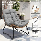 Chaises de jardin Papasan avec coussin, confortables, en rotin PE, avec table d'appoint