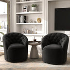 Fauteuil club pivotant à 360 degrés en velours avec dossier capitonné