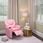 Fauteuil inclinable pour enfants en PVC avec fonction d'inclinaison par poussée, porte-gobelet et repose-pieds confortable