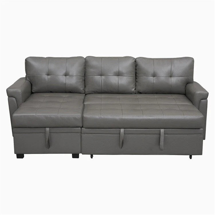 Canapé d'angle réversible convertible avec lit gigogne, méridienne de rangement et pieds durables