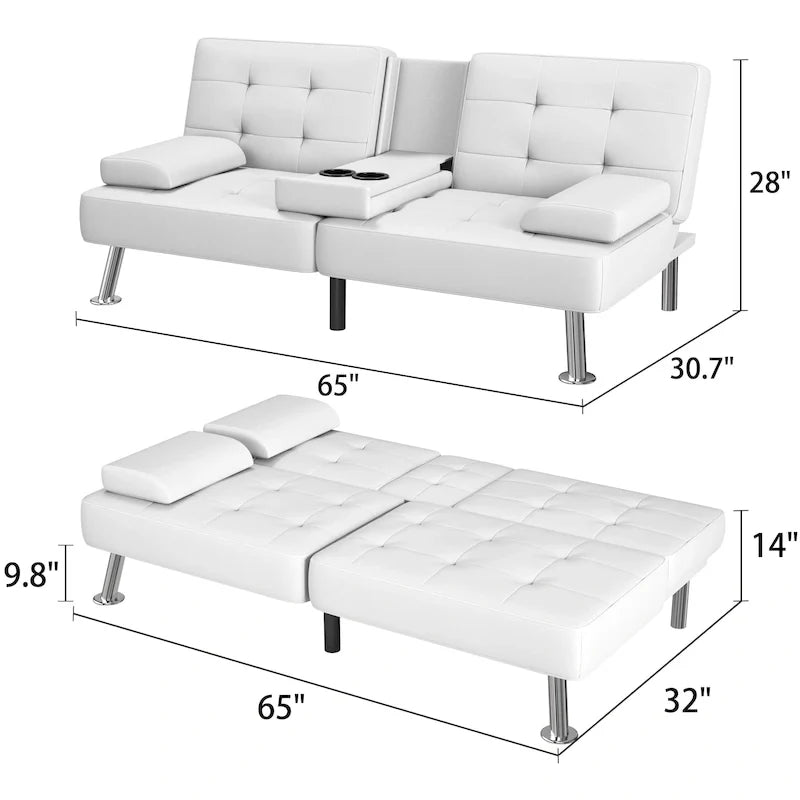 Canapé Futon Convertible Homall avec Porte-gobelets et Oreillers