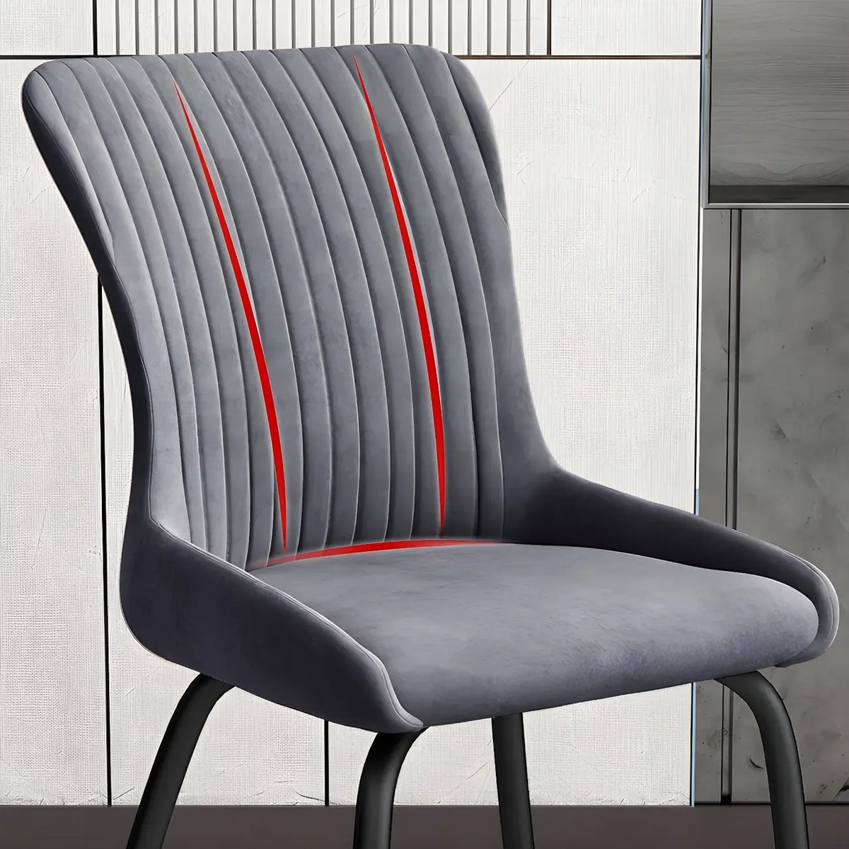 Chaises de salle à manger sans accoudoirs gris foncé industrielles