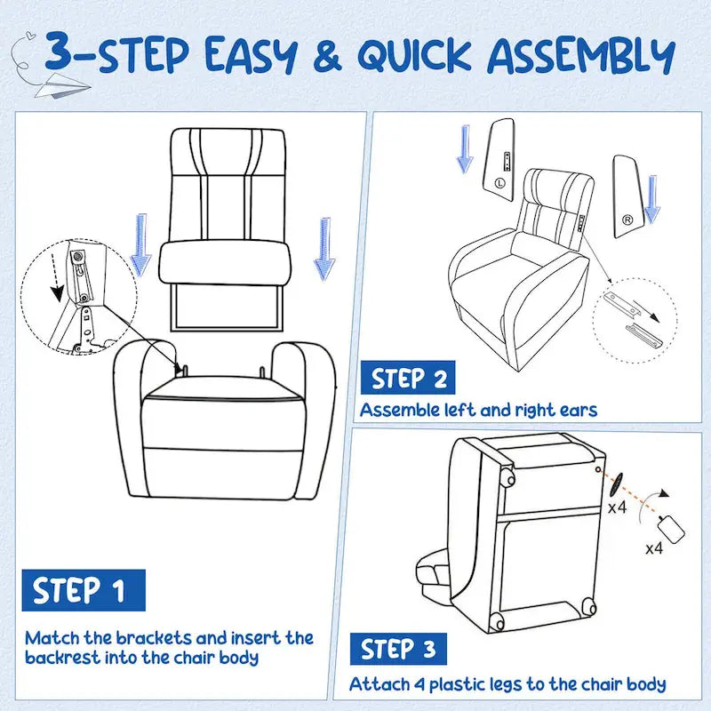 Fauteuil inclinable pour enfants Gymax Canapé ergonomique en cuir avec repose-pieds