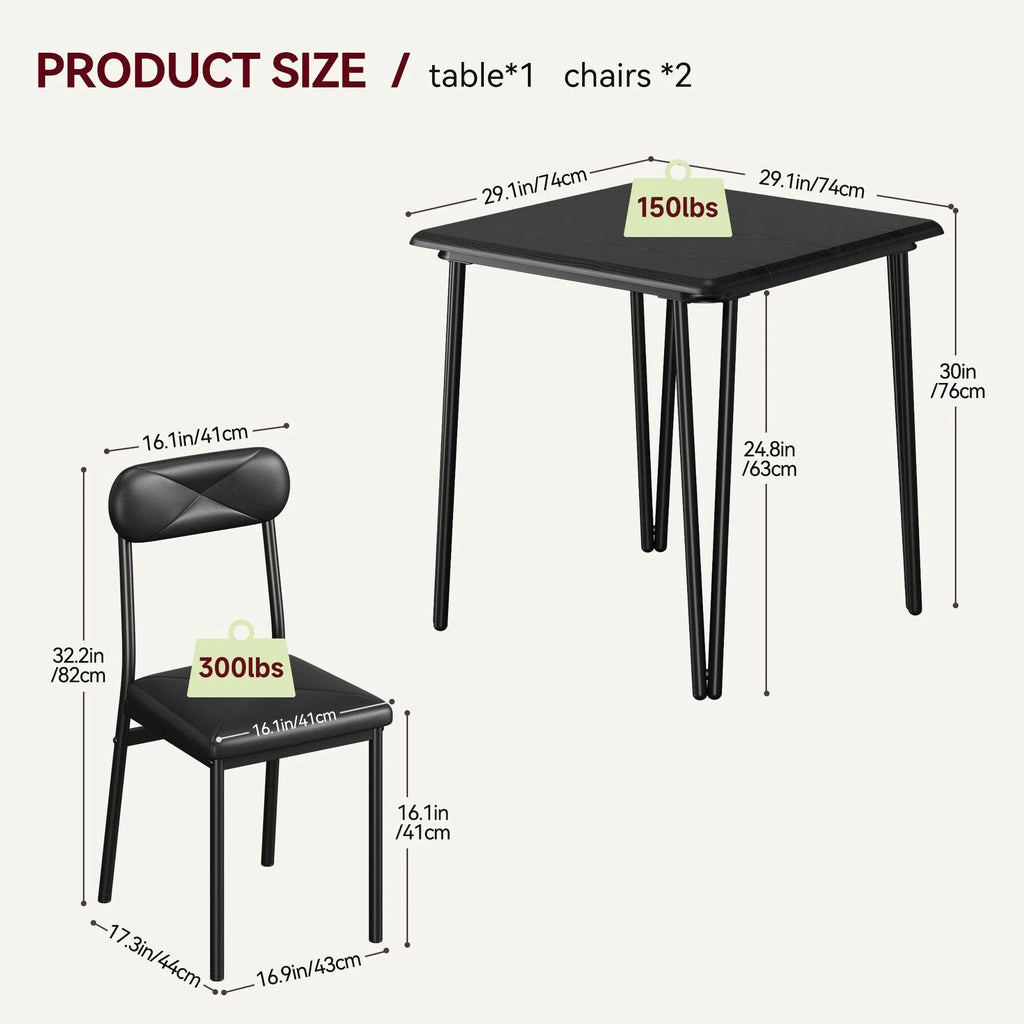 Ensemble table de cuisine et chaises pour salle à manger - 3 pièces