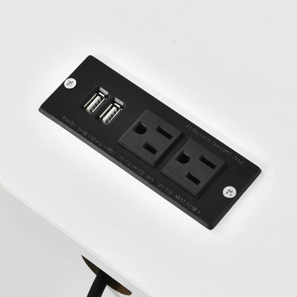 Tables de chevet (lot de 2) avec station de charge, table d'appoint avec 2 tiroirs, ports USB et prises, pour chambre à coucher