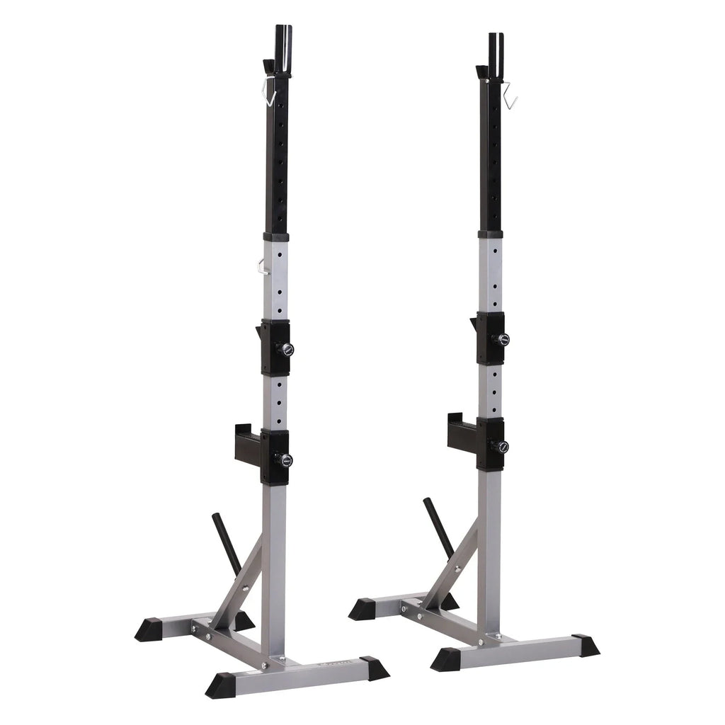 Soozier Rack à squat/banc de musculation en acier 2 pièces réglable en hauteur - N/A