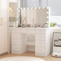 Coiffeuse LED de luxe avec 9 tiroirs, station de maquillage élégante