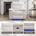 Canapé inclinable électrique avec chargeur sans fil, liseuse, lumière LED pour salon, similicuir, port AC/USB, porte-gobelet, noir