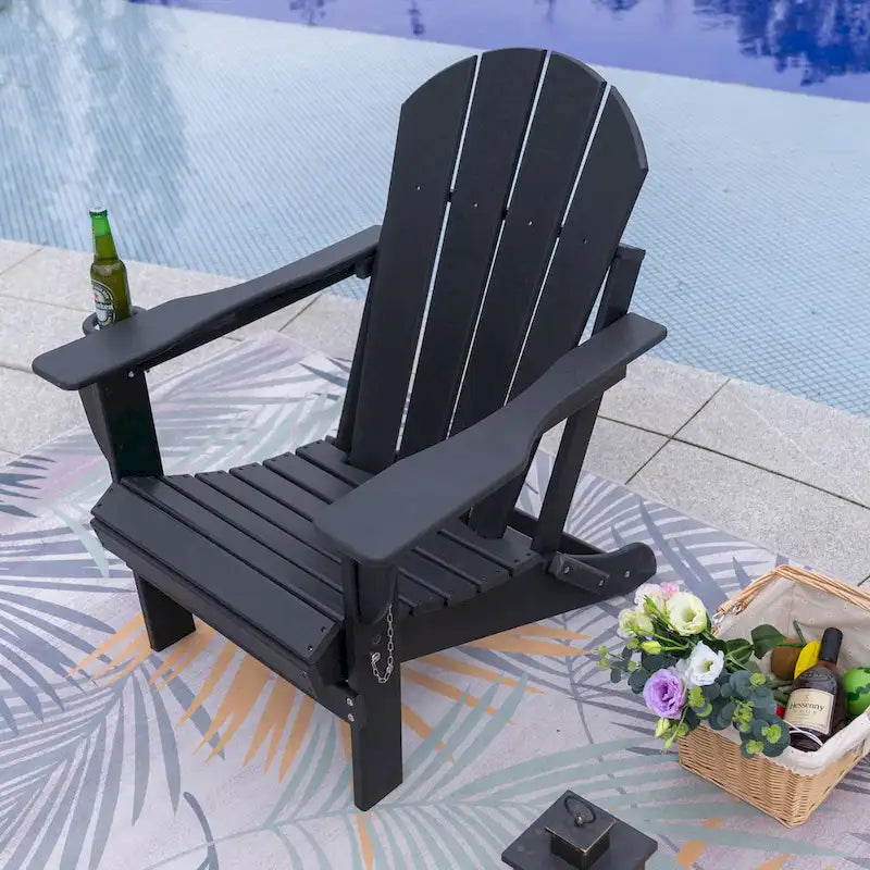 Chaise Adirondack pliante d'extérieur avec porte-gobelet