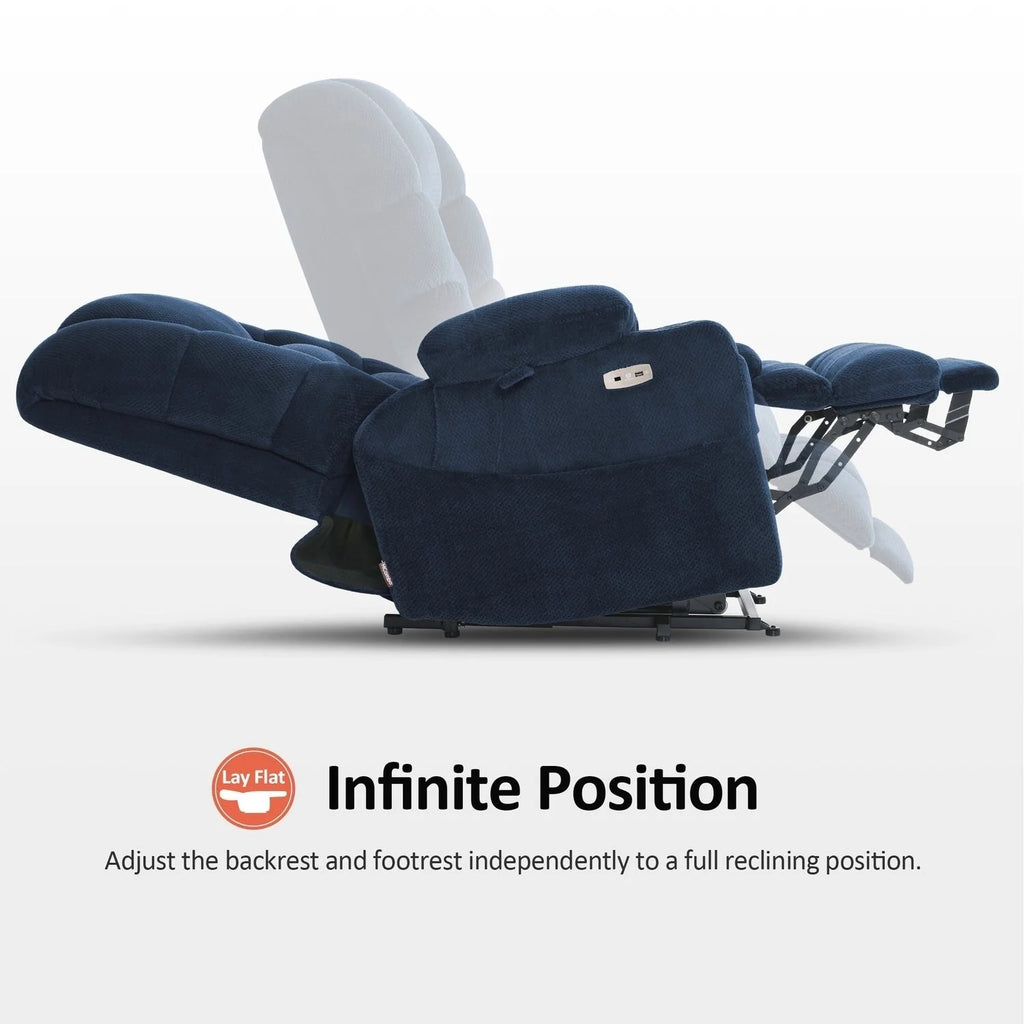 Fauteuil inclinable électrique double moteur grand et large MCombo avec massage et double chauffage pour personnes âgées de grande taille, tissu R7635