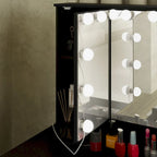 Coiffeuse LED de luxe avec 9 tiroirs, station de maquillage élégante