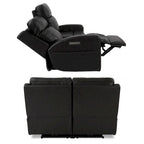 Causeuse inclinable électrique en cuir véritable avec espace de rangement et port de charge USB pour salon