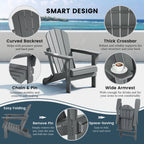 Chaise Adirondack pliante d'extérieur tout temps Polytrends Laguna résistante à la décoloration pour patio