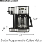 Cafetière 2-en-1 12 tasses et monodose, Verseuse en verre, Pause & Versement automatiques, Noir