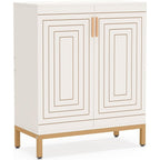 Meuble à chaussures 20 paires, 95 cm, meuble de rangement pour chaussures moderne avec portes, blanc et or