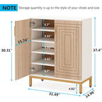 Meuble à chaussures 20 paires, 95 cm, meuble de rangement pour chaussures moderne avec portes, blanc et or