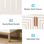 Meuble à chaussures 20 paires, 95 cm, meuble de rangement pour chaussures moderne avec portes, blanc et or