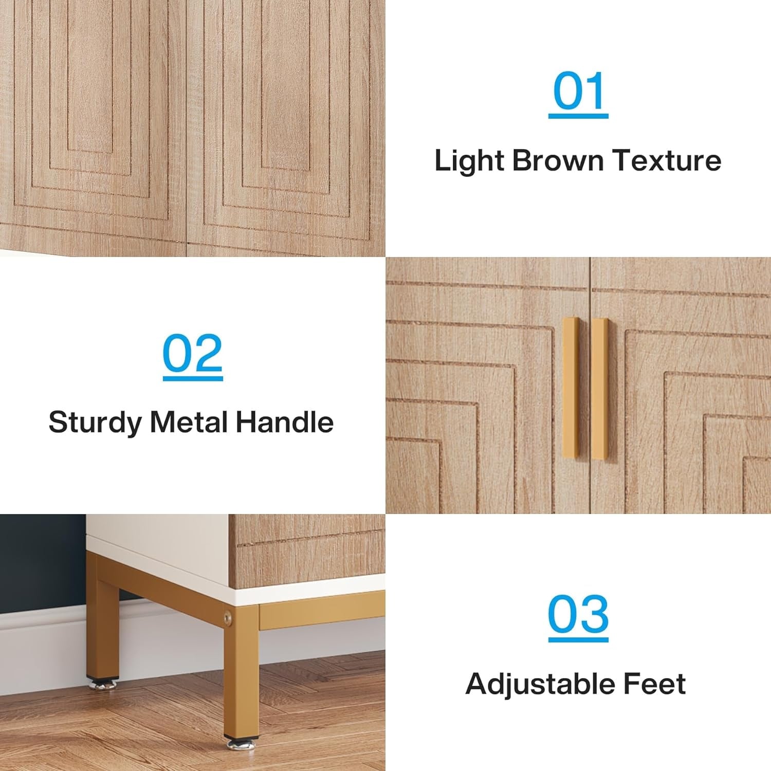 Meuble à chaussures 20 paires, 95 cm, meuble de rangement pour chaussures moderne avec portes, blanc et or
