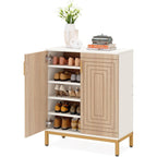 Meuble à chaussures 20 paires, 95 cm, meuble de rangement pour chaussures moderne avec portes, blanc et or