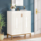 Meuble à chaussures 20 paires, 95 cm, meuble de rangement pour chaussures moderne avec portes, blanc et or